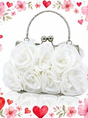 Women Evening Clutch Bag Floral Satin Small Purses with Detachable Strap